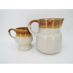 Vintage McCoy Drip Glaze Pottery Milk Pitcher and Mug